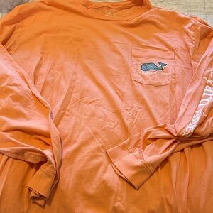 Vineyard Vines Men's Bright Orange Long Sleeve Tee—PUMPKINS!